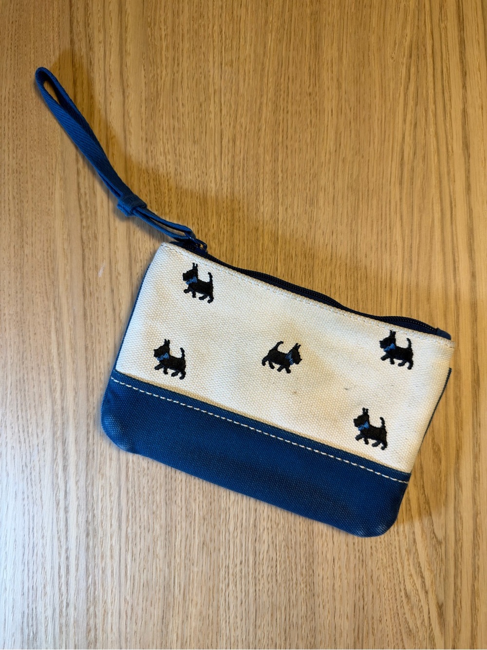 Lands End Scottish Terrier Canvas Wristlet - Scottie dogs embroidered